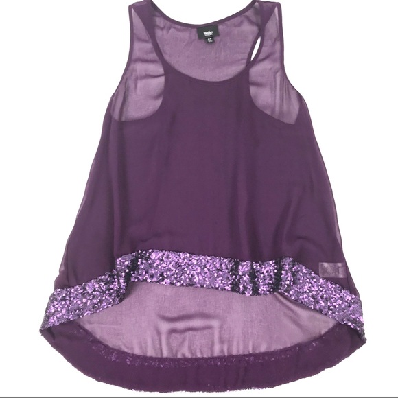 Mossimo Supply Co. Tops - Mossimo Sheer Sequin Tank Top Size S Women Purple